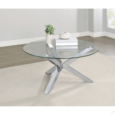 Table basse chromée en verre trempé
