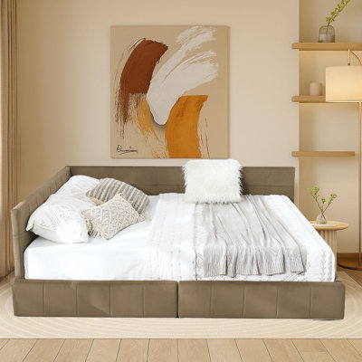 Modern Upholstered Queen Daybed with Drawers and Backrest for Bedroom or Guest Room by Mercer41
