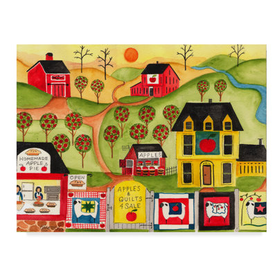 'Apples Quilts 4 Sale' Acrylic Painting Print on Wrapped Canvas