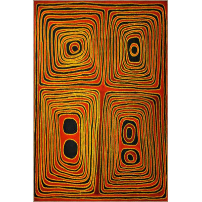Checkered Orange Colored Trapezoid Flowing Themed Decorative Washable Carpet