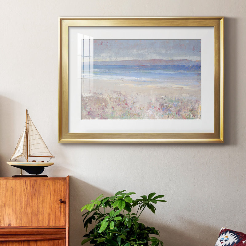 " Beach Textures I " Painting Print, 22.5" H x 30.5" W x 1" D, Gold Framed, White