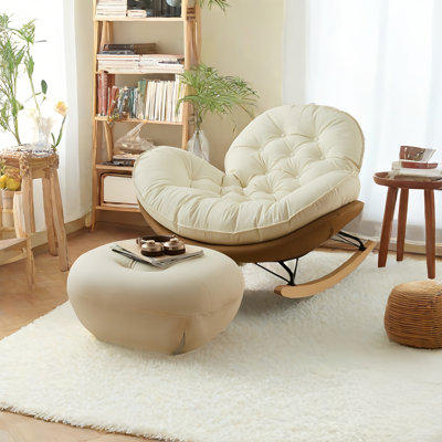 Modern Upholstered Rocking Chair with Ottoman by VIBORZ