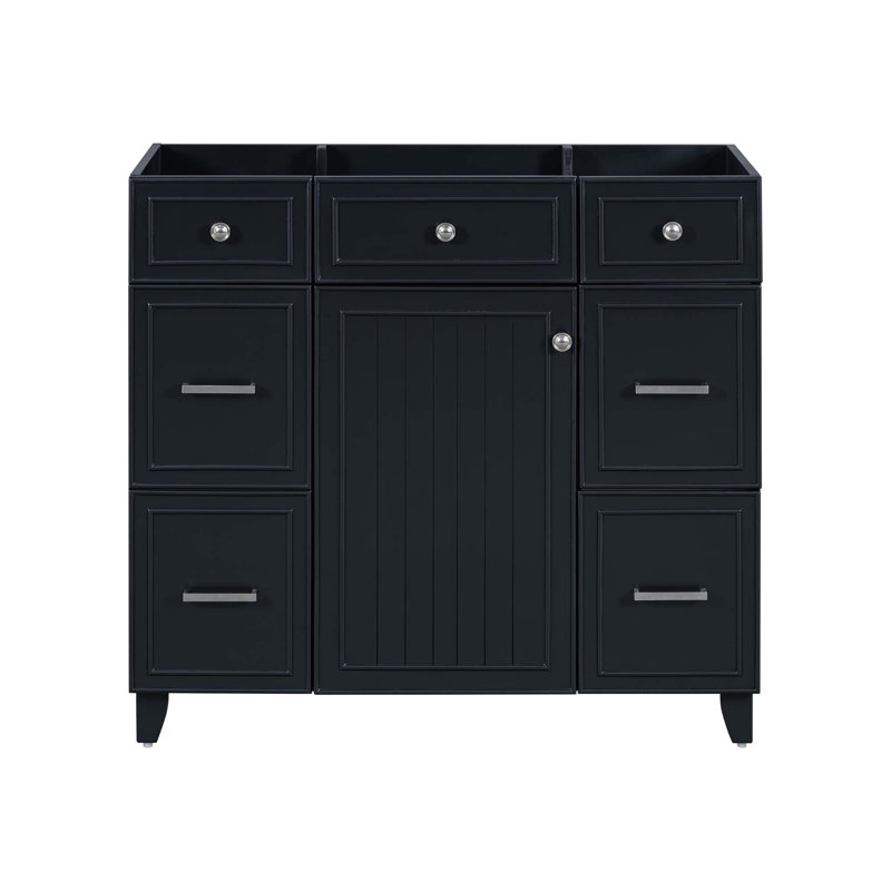 Meuble-lavabo 36 po sans lavabo, Noir, noir, noir, noir, Argent argent