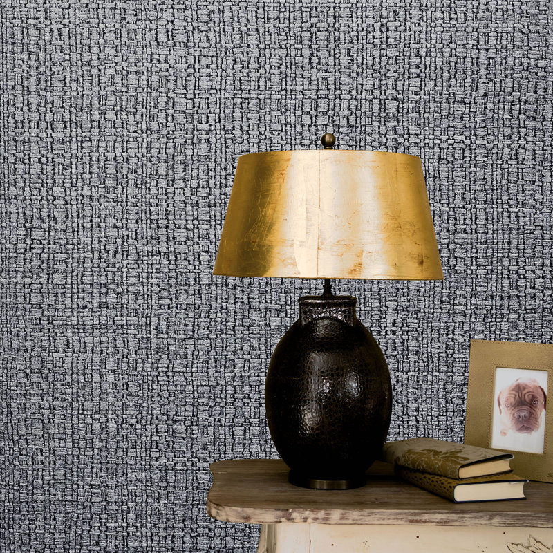 Delahoz 10.05m x 53cm Textured Matte Wallpaper Roll, Dark Grey