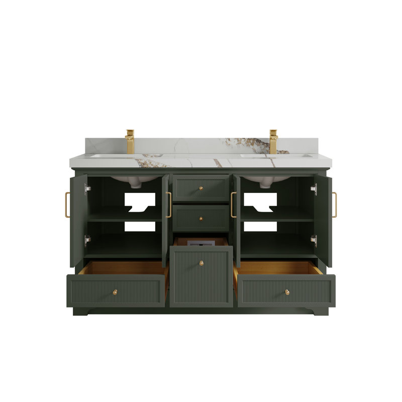 Alys 60'' Free Standing Double Bathroom Vanity with Quartz (Pulls Option)