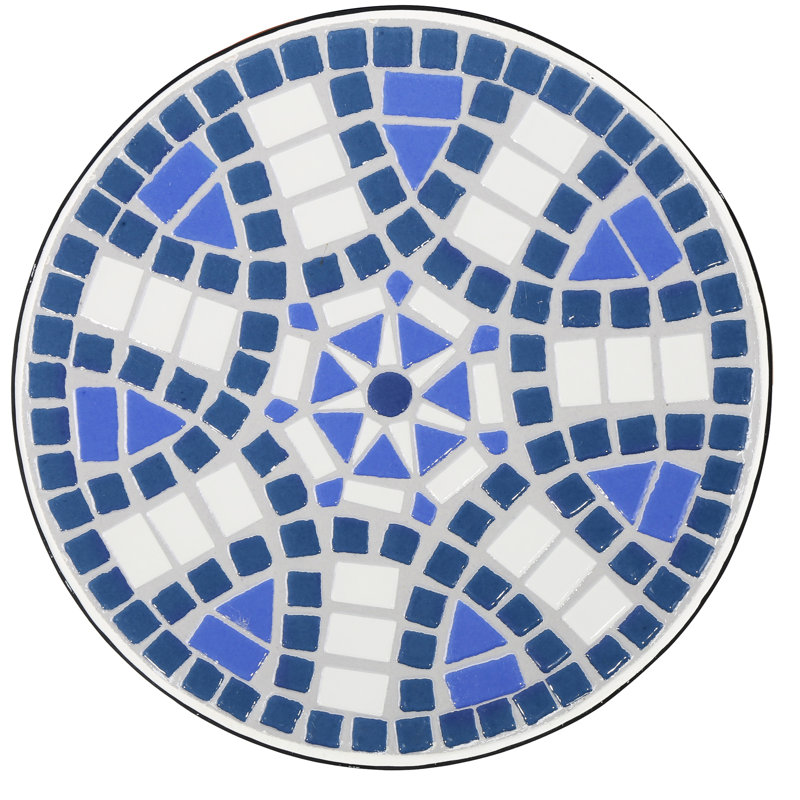 Attractive Outdoor Table With Ceramic: Blue And White Tile Iron Legs End Ceramic Tile: