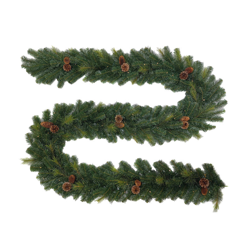 VERMONT PINE - 12ft x 12" Christmas Garland with 250 Warm White 8 Function LEDs