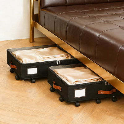 Under Bed Storage Organizer With Wheels And Clear Lid, Heavy-Duty Rolling Storage Container With Visible Window For Clothes, Bedding, And Seasonal Items, 2-Pack
