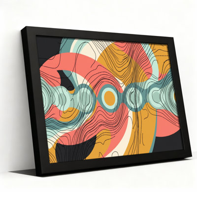 Art mural sur toile noir encadré pour le salon, la chambre à coucher, le bureau ou le vestibule - Décoration murale décorative avec vagues abstraites