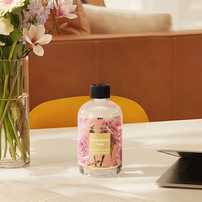 Recharge pour diffuseur de parfum d'intérieur Santal Rose 500 ml (17 fl oz) avec bâtonnets de roseau, parfum pour la chambre, la salle de bain et le bureau.