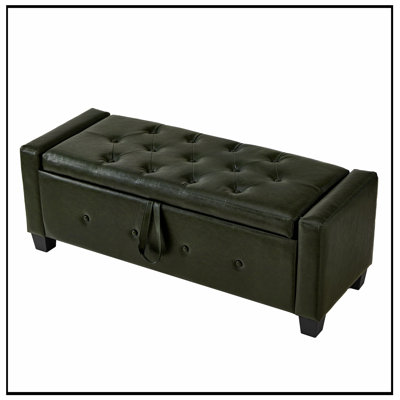 Upholstered Tufted Bench with Storage