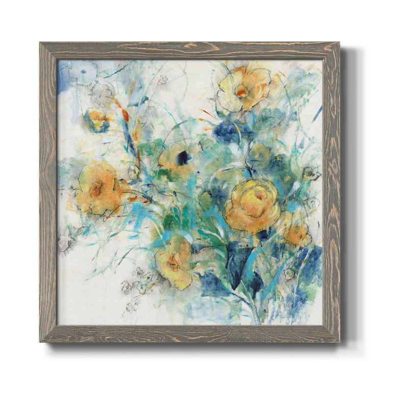" Flower Study II ", 27.5" H x 27.5" W x 1.5" D, Gray Framed