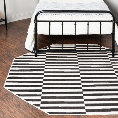 Arzilla Striped Ivory/Black Area Rug