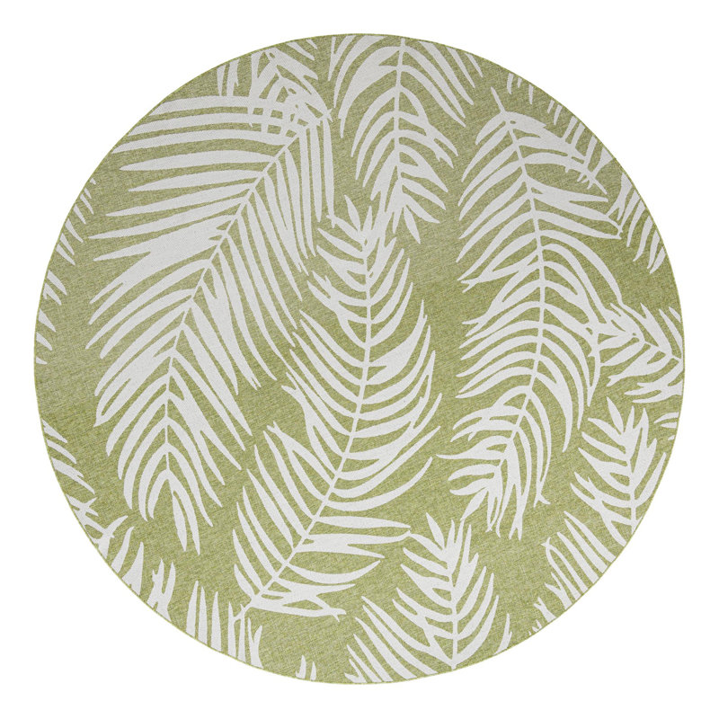 Amanda Floral Green/Ivory Indoor / Outdoor Area Rug, Round 6'1"
