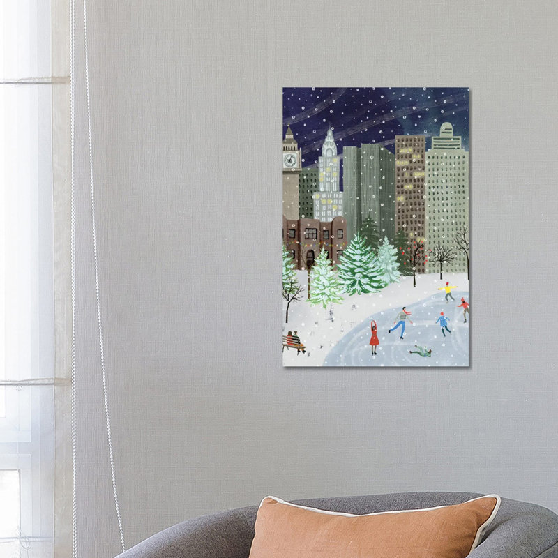 «Christmas in the City I» par Grace Popp - impression d'art graphique, H 26 po x l 18 po x 1,5 po, Toile tendue, Pas de tapis