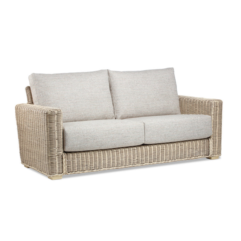 Karina 3 Seater Sofa, Cane, Blush Tweed, Solid Wood