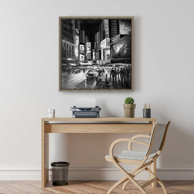 Toile monochrome Times Square | Décoration encadrée pour chambre à coucher