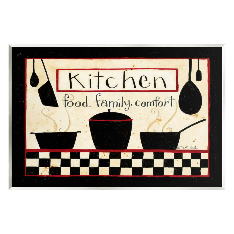 "Kitchen Food Family Comfort", art mural sur toile par Dan Dipaolo, H 13 po x l 19 po x P 0,5 po, Bois