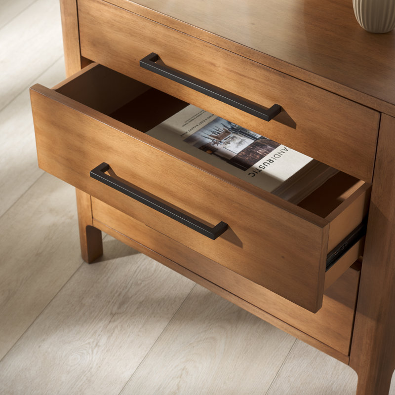 Abbiava 3 Drawer Wood Nightstand, Natural