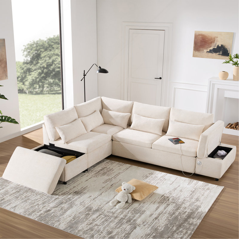 [VIDÉO] Canapé modulaire escamotable de 107 po, Beige