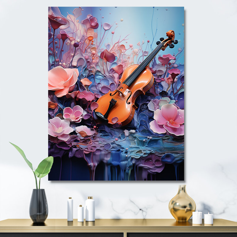 «Whimsical Violin Music Melody», reproduction sur toile, Toile tendue, H 32 po x l 24 po x P 1 po