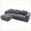 Canapé modulaire moderne en L de 98,42 pouces avec méridienne, tissu chenille, sans assemblage et amp; Poches latérales | Chenille | Dossier rembourré | Gris-836102880