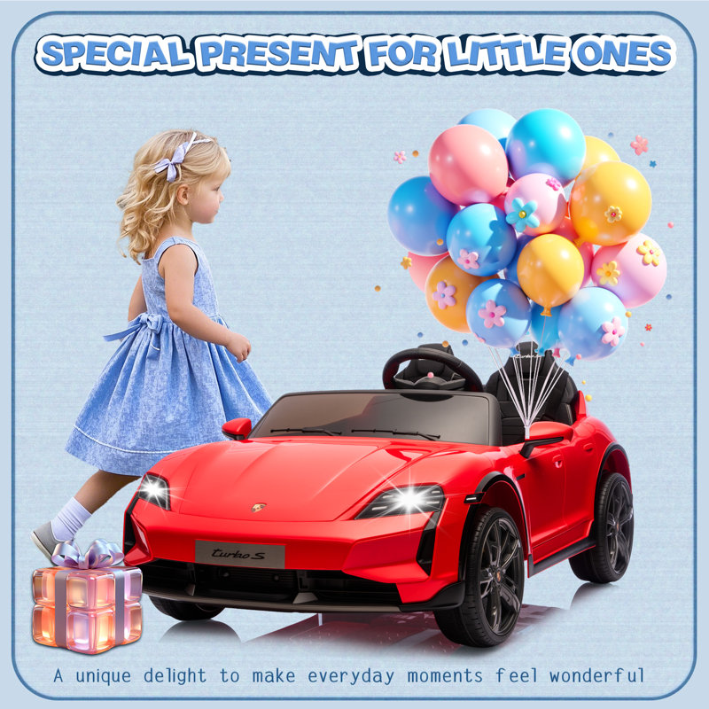 Jouet pour enfant à pile sous licence avec batterie de voiture 24V avec télécommande Tay Tay Turbo Turbo de 24 V, Rouge