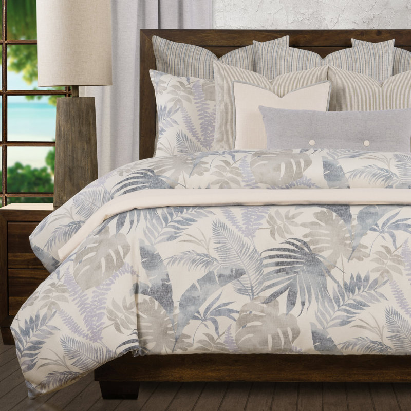 Ensemble de housse de couette et d'inserts en microfibre beige Island Life, Couette très grand californien + 10 pièces suppl