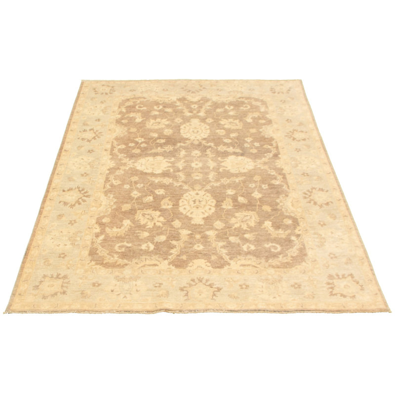 Tapis de zone en laine beige/brune 6 pi 1 po x 9 pi à main one-of-kind-noué la 2010 ushak Carnearney
