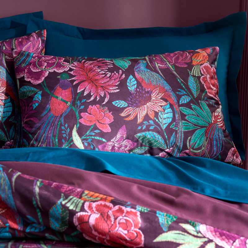 Kate Floral Soft Velvet Duvet Cover Set Polyester Floral Duvet Cover with Pillowcases