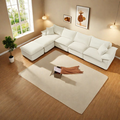Canapé modulaire en U en velours côtelé 144 pouces