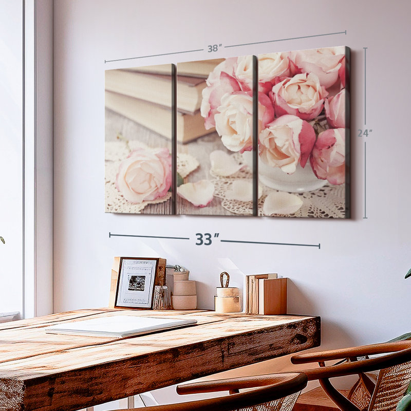"Romans et roses" sur toile, H 24 po x l 38 po x P 1,25 po