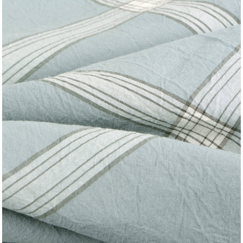 Ensemble de housse de couette en coton 3 pièces Windowpane, Housse de couette très grand et 2 taies, Bleu