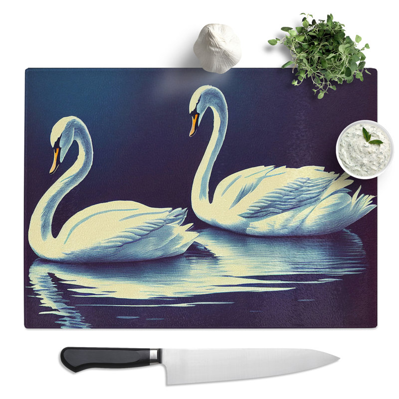 Two Swans  Glass Chopping Board