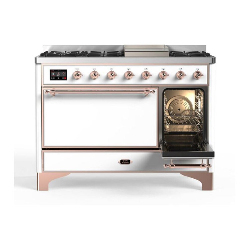Majestic II 47.83" 5.02 Cu.Ft. Freestanding Dual Fuel with Griddle and Convection Oven, White/Copper, Natural Gas
