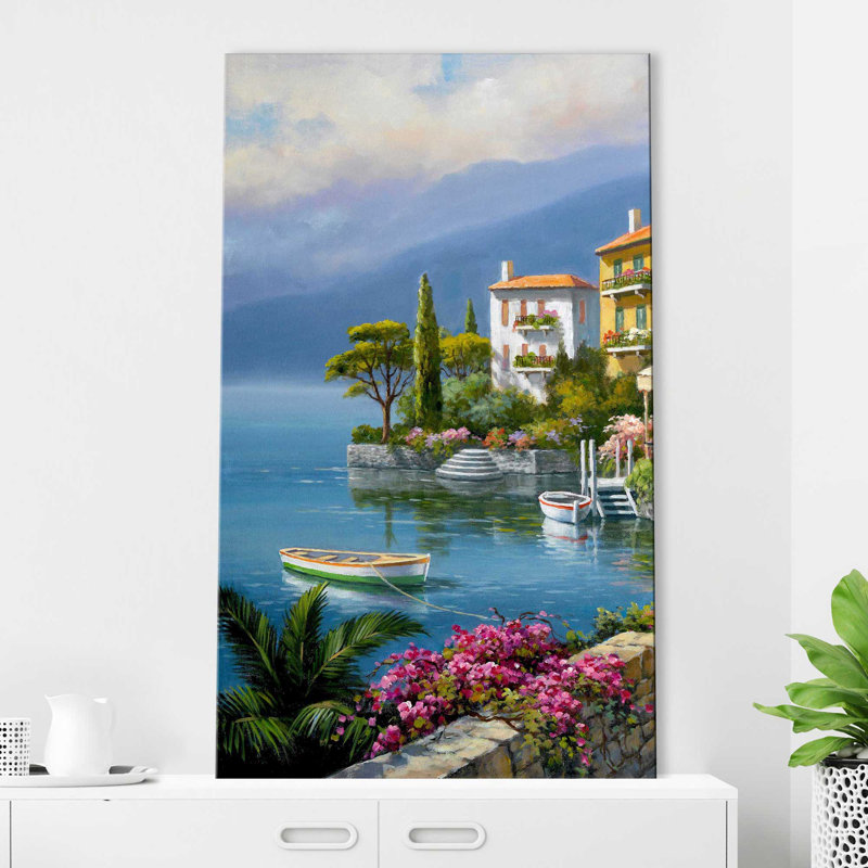 Seaside Bistro Café I par Sung Kim - Peinture, Toile tendue, H 48 po x l 28 po x P 1,5 po