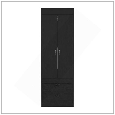 Armoire Tarento, deux tiroirs, finition wengé noir