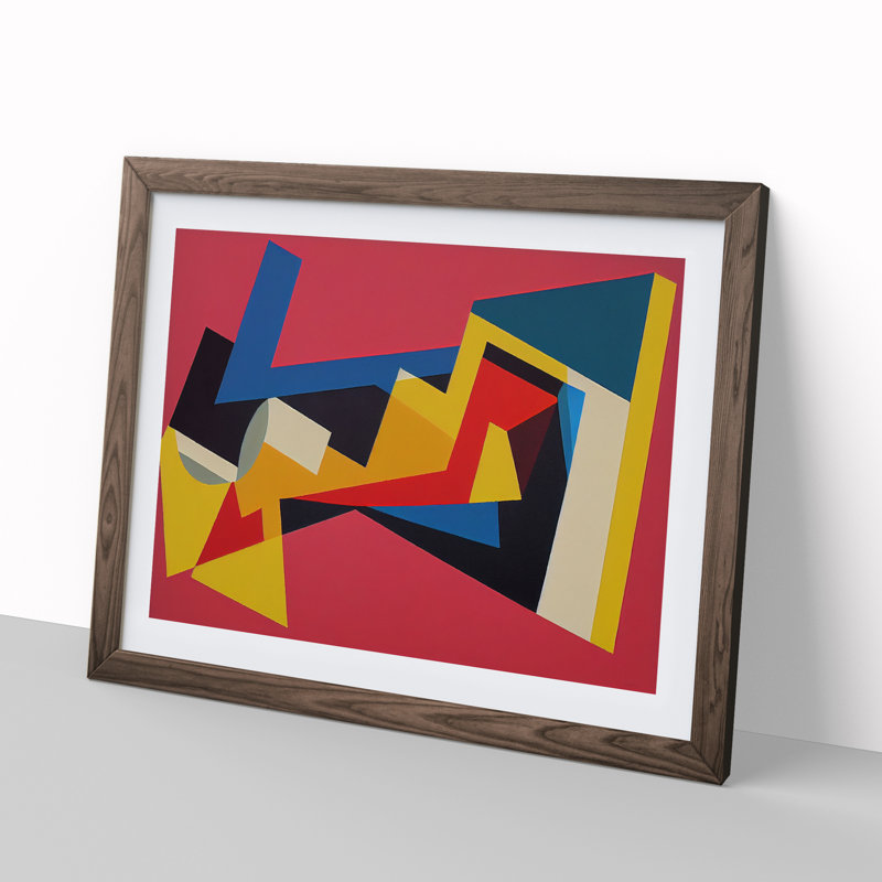 XH1022-8690X Suprematism Modern Art Vol.1 Abstract - Single Picture Frame Painting, 34cm H x 46cm W x 2cm D, Walnut