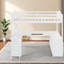 Lit mezzanine double avec rangement peu encombrant, bureau en bois aggloméré moderne