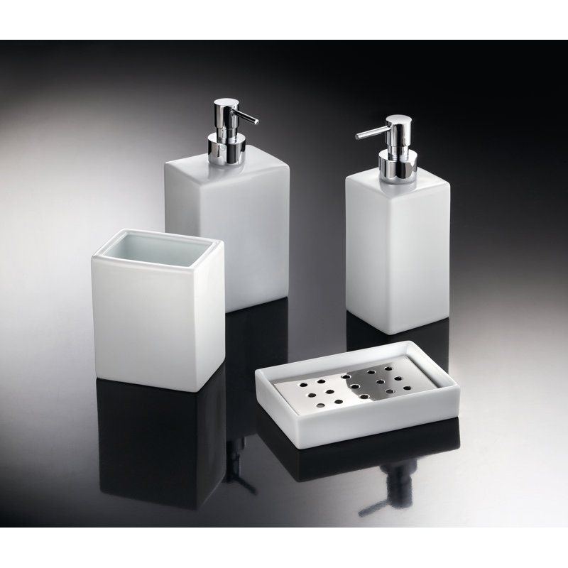 Distributeur de savon Saon, Chrome poli/blanc