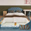 Grande tête de lit tapissier capitonnée WOWMAX avec 2 coussins décoratifs, tête de lit tapissier en velours pour chambre à coucher, bleu Compression-119964173