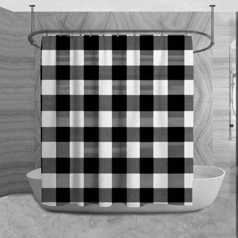 Rideau de douche en vichy Zaydaan, H 93 po x l 70 po