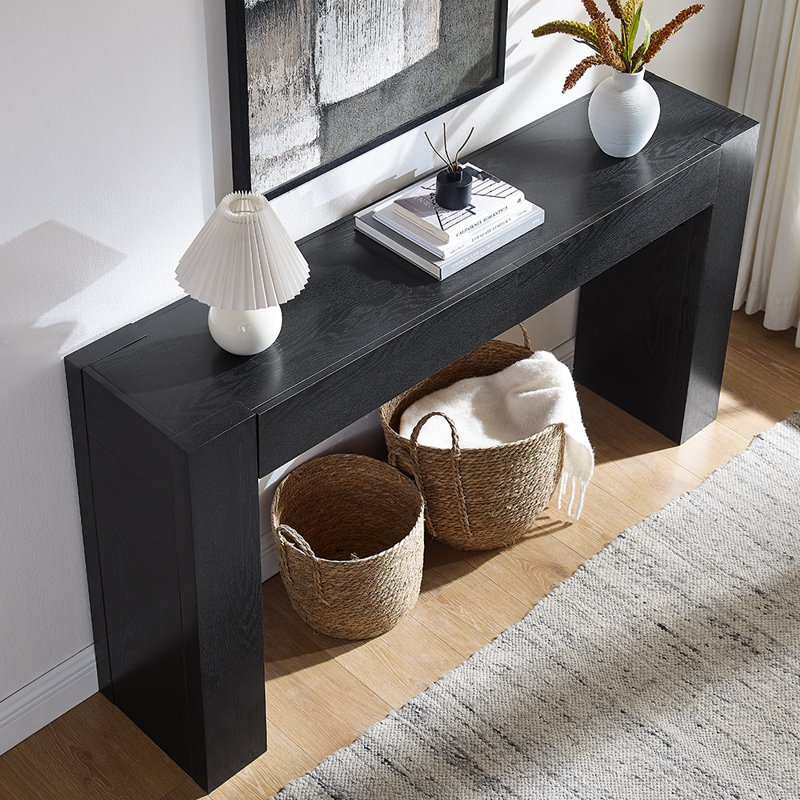 Console 63 pouces en bois Farmhouse, Chêne noir