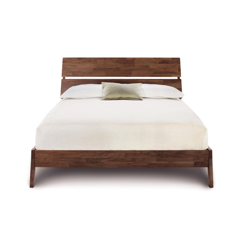 Linn Solid Wood Platform Bed, Twin Extra Long, Natural Walnut