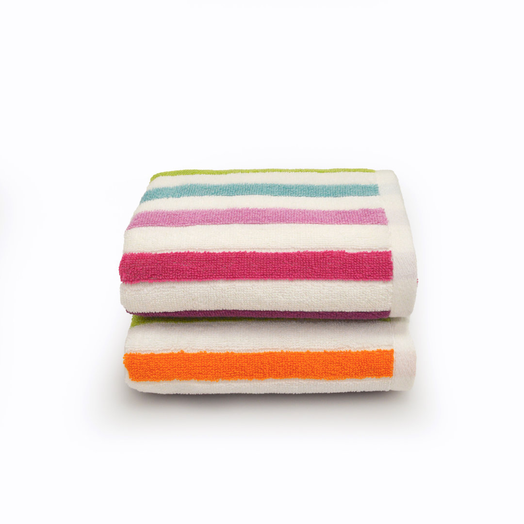 Allure Cali Multi Striped Hand Towels Pack of 2 50 x 85cm, 100% Cotton – Super Soft, Absorbent, Quick Dry Multicoloured Stripe Bathroom Towel Set - Image 5