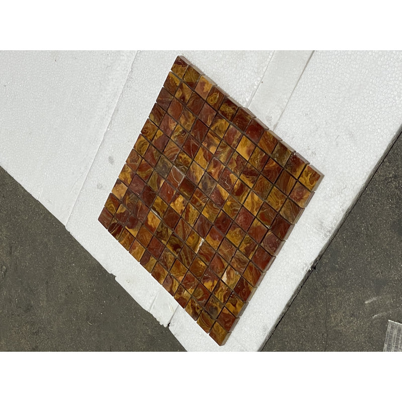 1" x 1" Natural Stone Mosaic Tile, Red