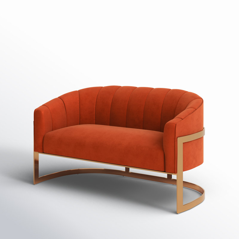 Causeuse en velours Tellico, Velours orange