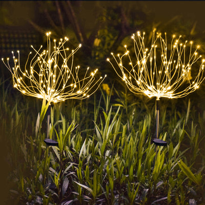 2 lumières de feu d'artifice solaires multicolores de 180 pièces à DEL pour feux d'artifice d'extérieur