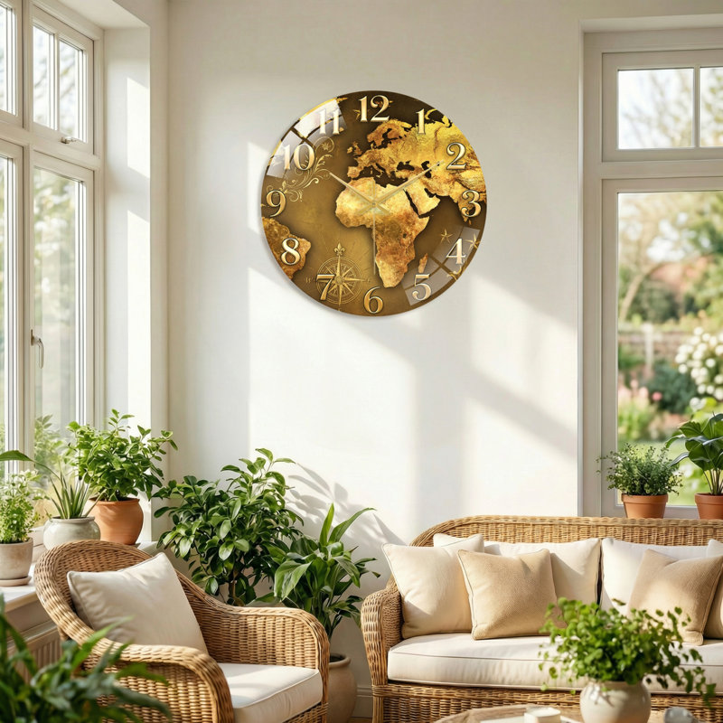 Horloge murale en verre, 60 x 60 cm (23,6 x 23,6 pouces)