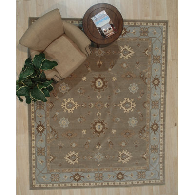 Machine-Made Wool Ivory Traditional Oriental Oushak 8' x 10' Area Rug